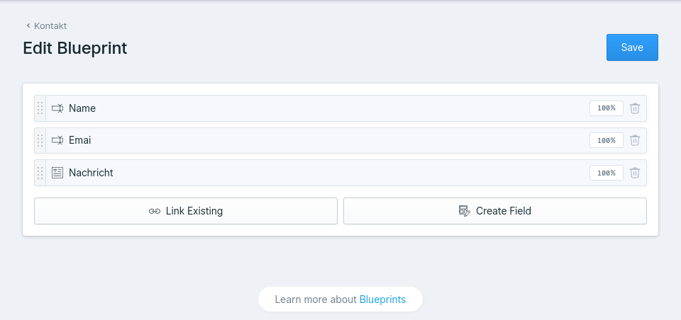Blueprint f&uuml;r statamic kontakt Formular