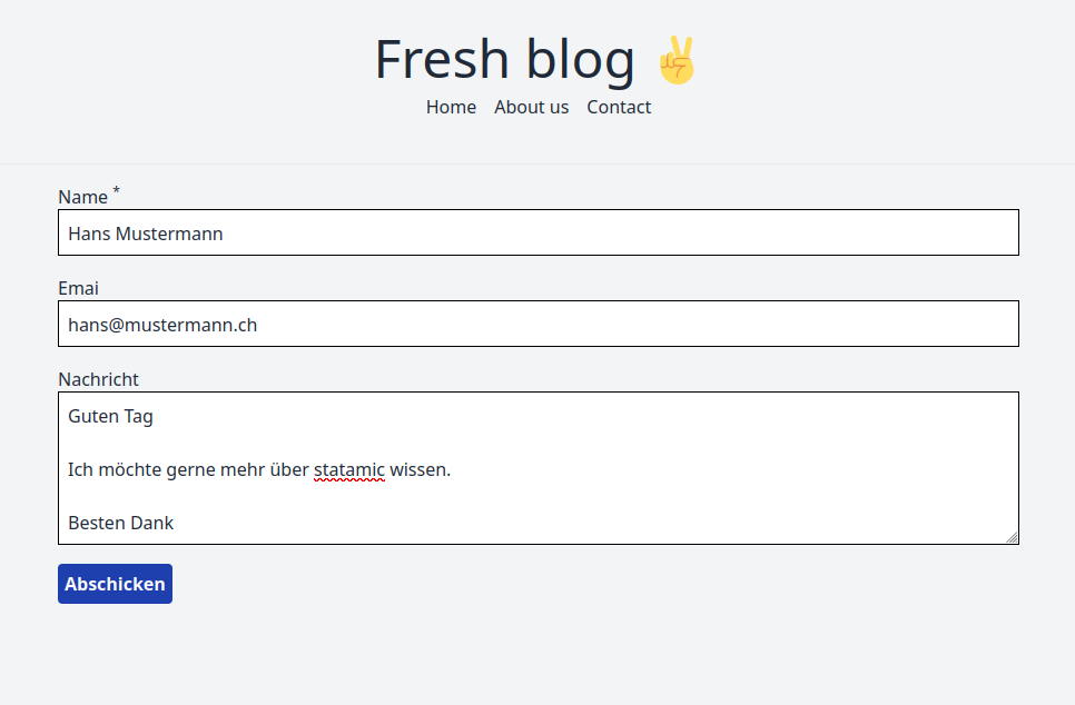 Statamic kontakt formular